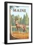 Maine - White Tailed Deer-Lantern Press-Framed Art Print
