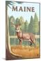 Maine - White Tailed Deer-Lantern Press-Mounted Art Print