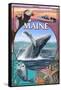 Maine - Wildlife Montage-Lantern Press-Framed Stretched Canvas