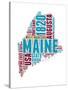 Maine Word Cloud Map-NaxArt-Stretched Canvas