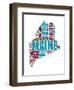 Maine Word Cloud Map-NaxArt-Framed Art Print