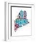 Maine Word Cloud Map-NaxArt-Framed Art Print