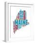 Maine Word Cloud Map-NaxArt-Framed Art Print