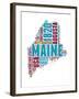 Maine Word Cloud Map-NaxArt-Framed Art Print