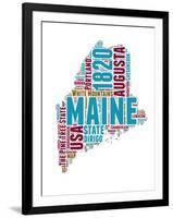 Maine Word Cloud Map-NaxArt-Framed Art Print