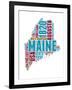 Maine Word Cloud Map-NaxArt-Framed Art Print