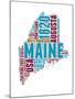 Maine Word Cloud Map-NaxArt-Mounted Art Print