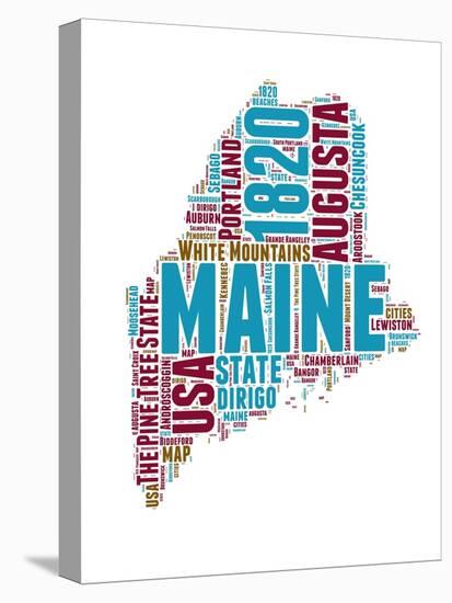 Maine Word Cloud Map-NaxArt-Stretched Canvas