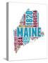 Maine Word Cloud Map-NaxArt-Stretched Canvas