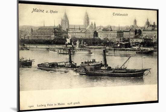 Mainz Rhein, Dampfer Matthias Stinnes, Ortschaft-null-Mounted Giclee Print