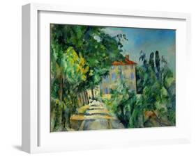 Maison au toit rouge-House with a red roof, 1887-90 Canvas, 73 x 92 cm.-Paul Cezanne-Framed Giclee Print