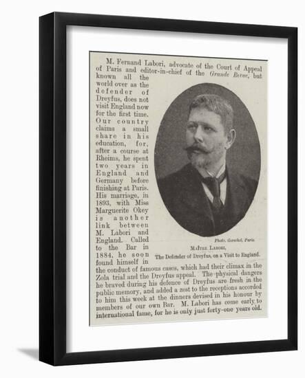 Maitre Labori, the Defender of Dreyfus, on a Visit to England-null-Framed Giclee Print