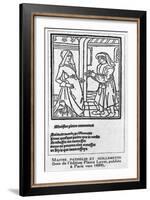 Maitre Pathelin and Guillemette, Illustration from The Farce of Master Pathelin, c.1489-null-Framed Giclee Print