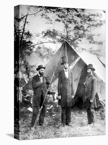 Maj. Allan Pinkerton, US President Abraham Lincoln and Gen. John McClernand, during the Civil War-Alexander Gardner-Stretched Canvas