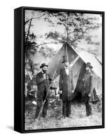 Maj. Allan Pinkerton, US President Abraham Lincoln and Gen. John McClernand, during the Civil War-Alexander Gardner-Framed Stretched Canvas