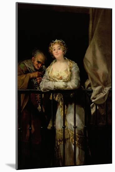 Maja and Celestina on a Balcony, 1805-12-Francisco de Goya-Mounted Giclee Print