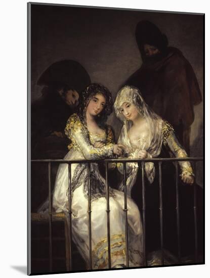 Majas on a Balcony, 1810-1812-Francisco de Goya-Mounted Giclee Print