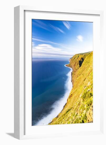 Majestic cliffs of Ponta Do Pargo and ocean at sunset, Calheta, Madeira island, Portugal, Atlantic-Roberto Moiola-Framed Photographic Print