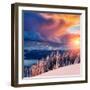 Majestic Landscape Glowing by Sunlight in the Morning. Dramatic and Picturesque Wintry Scene. Locat-Creative Travel Projects-Framed Photographic Print