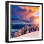 Majestic Landscape Glowing by Sunlight in the Morning. Dramatic and Picturesque Wintry Scene. Locat-Creative Travel Projects-Framed Photographic Print