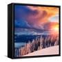 Majestic Landscape Glowing by Sunlight in the Morning. Dramatic and Picturesque Wintry Scene. Locat-Creative Travel Projects-Framed Stretched Canvas