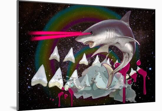 Majestic Laser Shark In Space-null-Mounted Poster