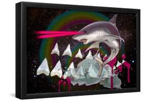 Majestic Laser Shark In Space-null-Framed Poster