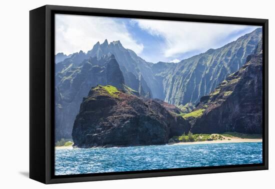 Majestic Na Pali Coastline of Kauai-Andrew Shoemaker-Framed Stretched Canvas