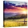 Majestic Sunset in the Mountains Landscape.Carpathian, Ukraine.-Leonid Tit-Stretched Canvas