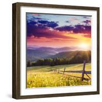 Majestic Sunset in the Mountains Landscape.Carpathian, Ukraine.-Leonid Tit-Framed Photographic Print