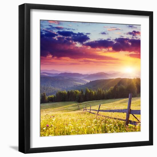 Majestic Sunset in the Mountains Landscape.Carpathian, Ukraine.-Leonid Tit-Framed Photographic Print