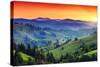 Majestic Sunset in the Mountains Landscape. Dramatic Sky. Carpathian, Ukraine, Europe. Beauty World-Creative Travel Projects-Stretched Canvas