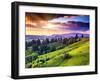 Majestic Sunset in the Mountains Landscape. Overcast Sky before Storm. Carpathian, Ukraine, Europe.-Leonid Tit-Framed Photographic Print