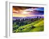 Majestic Sunset in the Mountains Landscape. Overcast Sky before Storm. Carpathian, Ukraine, Europe.-Leonid Tit-Framed Photographic Print