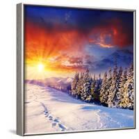 Majestic Sunset In The Winter Mountains Landscape. Hdr Image-Leonid Tit-Framed Photographic Print