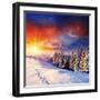 Majestic Sunset In The Winter Mountains Landscape. Hdr Image-Leonid Tit-Framed Photographic Print