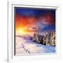 Majestic Sunset In The Winter Mountains Landscape. Hdr Image-Leonid Tit-Framed Photographic Print