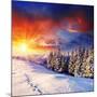 Majestic Sunset In The Winter Mountains Landscape. Hdr Image-Leonid Tit-Mounted Photographic Print