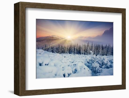 Majestic Sunset in the Winter Mountains Landscape. HDR Image-Leonid Tit-Framed Photographic Print