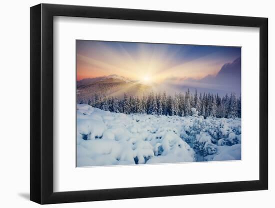 Majestic Sunset in the Winter Mountains Landscape. HDR Image-Leonid Tit-Framed Photographic Print