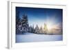 Majestic Sunset in the Winter Mountains Landscape. HDR Image-Leonid Tit-Framed Photographic Print