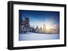 Majestic Sunset in the Winter Mountains Landscape. HDR Image-Leonid Tit-Framed Photographic Print