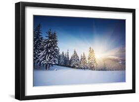 Majestic Sunset in the Winter Mountains Landscape. HDR Image-Leonid Tit-Framed Photographic Print