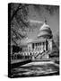 Majestic View of US Capitol Building Framed by Budding Branches of Cherry Trees on a Beautiful Day-Andreas Feininger-Stretched Canvas