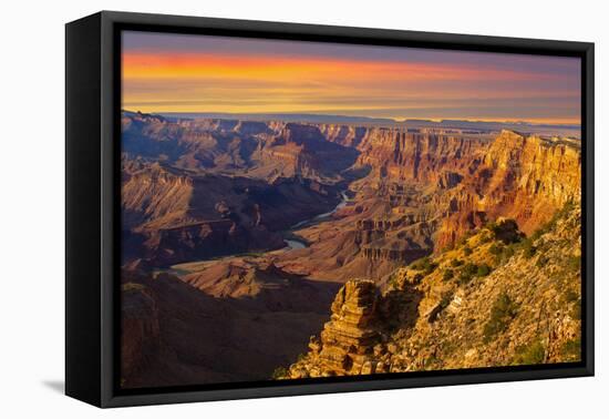Majestic Vista of the Grand Canyon at Dusk-diro-Framed Stretched Canvas