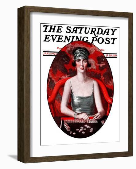 "Majong," Saturday Evening Post Cover, January 5, 1924-Henry Soulen-Framed Giclee Print
