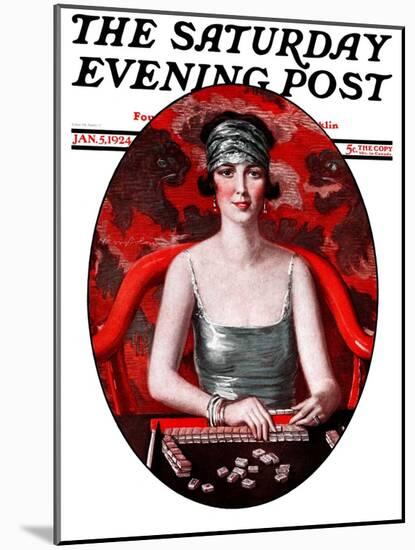 "Majong," Saturday Evening Post Cover, January 5, 1924-Henry Soulen-Mounted Giclee Print