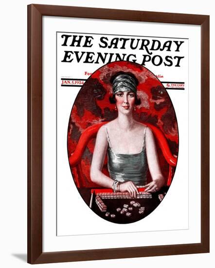 "Majong," Saturday Evening Post Cover, January 5, 1924-Henry Soulen-Framed Giclee Print