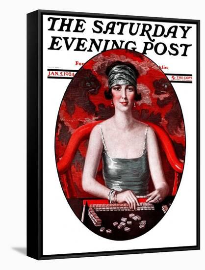 "Majong," Saturday Evening Post Cover, January 5, 1924-Henry Soulen-Framed Stretched Canvas