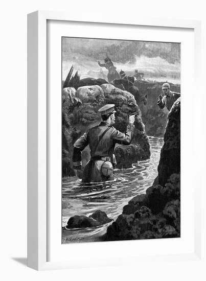 Major Borrett Duelling a German Officer at Zillebeke-H. Ripperger-Framed Art Print